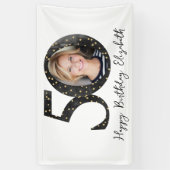 ブラック金ゴールドグリッター写真50th誕生日パーティー 横断幕 (縦)