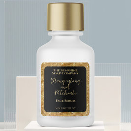 ブラック金ゴールドグリッター化粧品落としボトルラベル スクエアシール