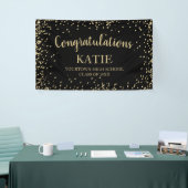 ブラック金ゴールドグリッター卒業祝い 横断幕 (トレードショー)