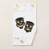 ブラック金ゴールドグリッター喜劇と悲劇シアター バスタオルセット (ハンドタオル)
