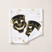 ブラック金ゴールドグリッター喜劇と悲劇シアター バスタオルセット (ウォッシュタオル)