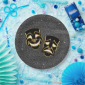 ブラック金ゴールドグリッター喜劇と悲劇シアター ペーパープレート (パーティー)