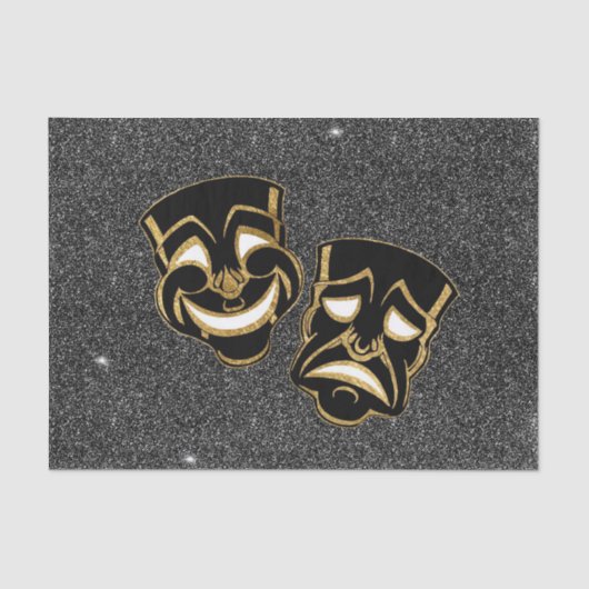 ブラック金ゴールドグリッター喜劇と悲劇シアター 薄葉紙 (正面)