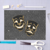 ブラック金ゴールドグリッター喜劇と悲劇シアター 薄葉紙 (クラフト)