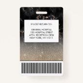 ブラック金ゴールドグリッター大理石フォトロゴ従業員ID バッジ (裏面)