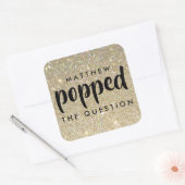 ブラック金ゴールドグリッター彼は質問をポップ スクエアシール (封筒)