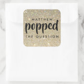 ブラック金ゴールドグリッター彼は質問をポップ スクエアシール (バッグ)