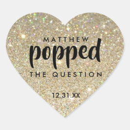 ブラック金ゴールドグリッター彼は質問をポップ ハートシール