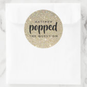 ブラック金ゴールドグリッター彼は質問をポップ ラウンドシール (バッグ)