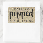 ブラック金ゴールドグリッター彼は質問をポップ 長方形シール (バッグ)