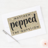 ブラック金ゴールドグリッター彼は質問をポップ 長方形シール (封筒)