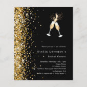 ブラック金ゴールドグリッター応援ブライダルシャワー招待 (正面)