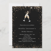 ブラック金ゴールドグリッター応援ブライダルシャワー 招待状 (正面)