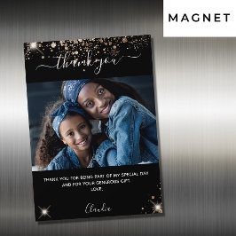 ブラック金ゴールドグリッター感謝してい写真you magnet
