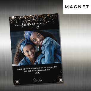 ブラック金ゴールドグリッター感謝してい写真you magnet