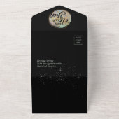 ブラック金ゴールドグリッター新年のパーティー オールインワン招待状 (外側)