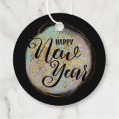 ブラック金ゴールドグリッター新年のパーティー フェイバータグ (裏面)