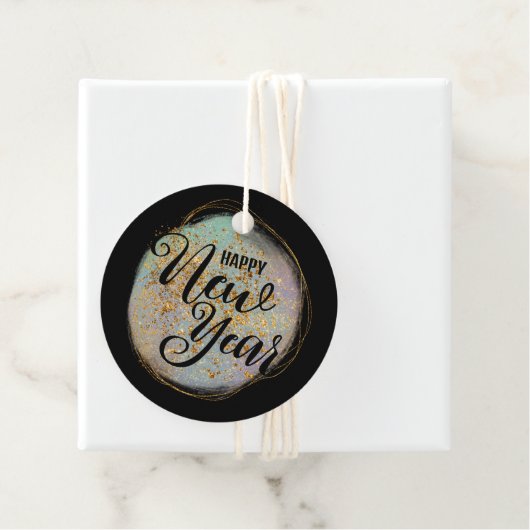 ブラック金ゴールドグリッター新年のパーティー フェイバータグ (インサイチュ)