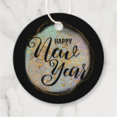 ブラック金ゴールドグリッター新年のパーティー フェイバータグ (正面)