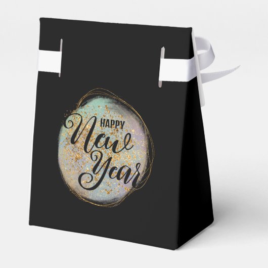 ブラック金ゴールドグリッター新年のパーティー フェイバーボックス (裏面サイド)