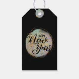ブラック金ゴールドグリッター新年 ギフトタグ