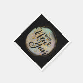 ブラック金ゴールドグリッター新年 スタンダードカクテルナプキン (角)