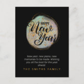 ブラック金ゴールドグリッター新年 ポストカード (正面)