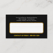 ブラック金ゴールドグリッター清掃サービス 名刺 (裏面)