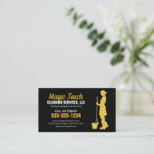 ブラック金ゴールドグリッター清掃メイドハウスクリーニング 名刺 (スタンド正面)