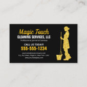 ブラック金ゴールドグリッター清掃メイドハウスクリーニング 名刺 (正面)