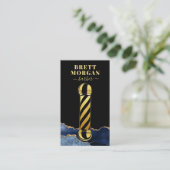 ブラック金ゴールドグリッター理容師ズポール理容師 名刺 (スタンド正面)