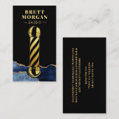 ブラック金ゴールドグリッター理容師ズポール理容師 名刺 (正面/裏面)