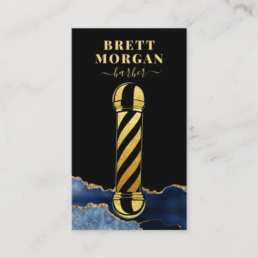 ブラック金ゴールドグリッター理容師ズポール理容師 名刺 (正面)