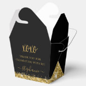 ブラック金ゴールドグリッター紙吹雪ミニテイクアウト フェイバーボックス (オープン)