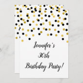 ブラック金ゴールドグリッター紙吹雪応援から30年 招待状 (正面/裏面)