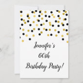 ブラック金ゴールドグリッター紙吹雪応援から60年 招待状 (正面)
