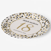 ブラック金ゴールドグリッター紙吹雪18誕生日 ペーパープレート (アングル)