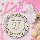 ブラック金ゴールドグリッター紙吹雪21歳の誕生日 ペーパープレート (パーティー)
