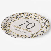 ブラック金ゴールドグリッター紙吹雪70誕生日 ペーパープレート (アングル)