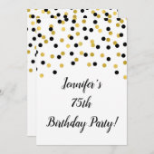 ブラック金ゴールドグリッター紙吹雪75及びファボラス 招待状 (正面/裏面)