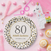ブラック金ゴールドグリッター紙吹雪80誕生日 ペーパープレート (パーティー)