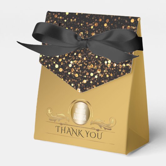 ブラック金ゴールドグリッター結婚ダイヤモンドズサンキュー フェイバーボックス (正面サイド)
