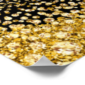 ブラック金ゴールドグリッター結婚歓迎 ポスター (角)