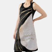 ブラック金ゴールドグリッター美容師スクリプトサロン名 エプロン (インサイチュ)