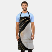 ブラック金ゴールドグリッター美容師スクリプトサロン名 エプロン (着用した状態)