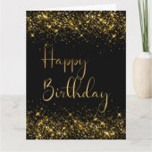 ブラック金ゴールドグリッター誕生日カード カード (正面)