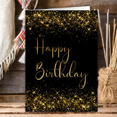 ブラック金ゴールドグリッター誕生日カード カード