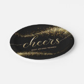 ブラック金ゴールドグリッター誕生日パーティー ペーパープレート (アングル)