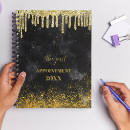 ブラック金ゴールドグリッター赤面名2025プランナー プランナー手帳