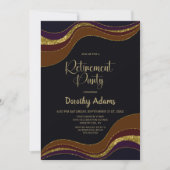 ブラック金ゴールドグリッター退職パーティー 招待状 (正面)